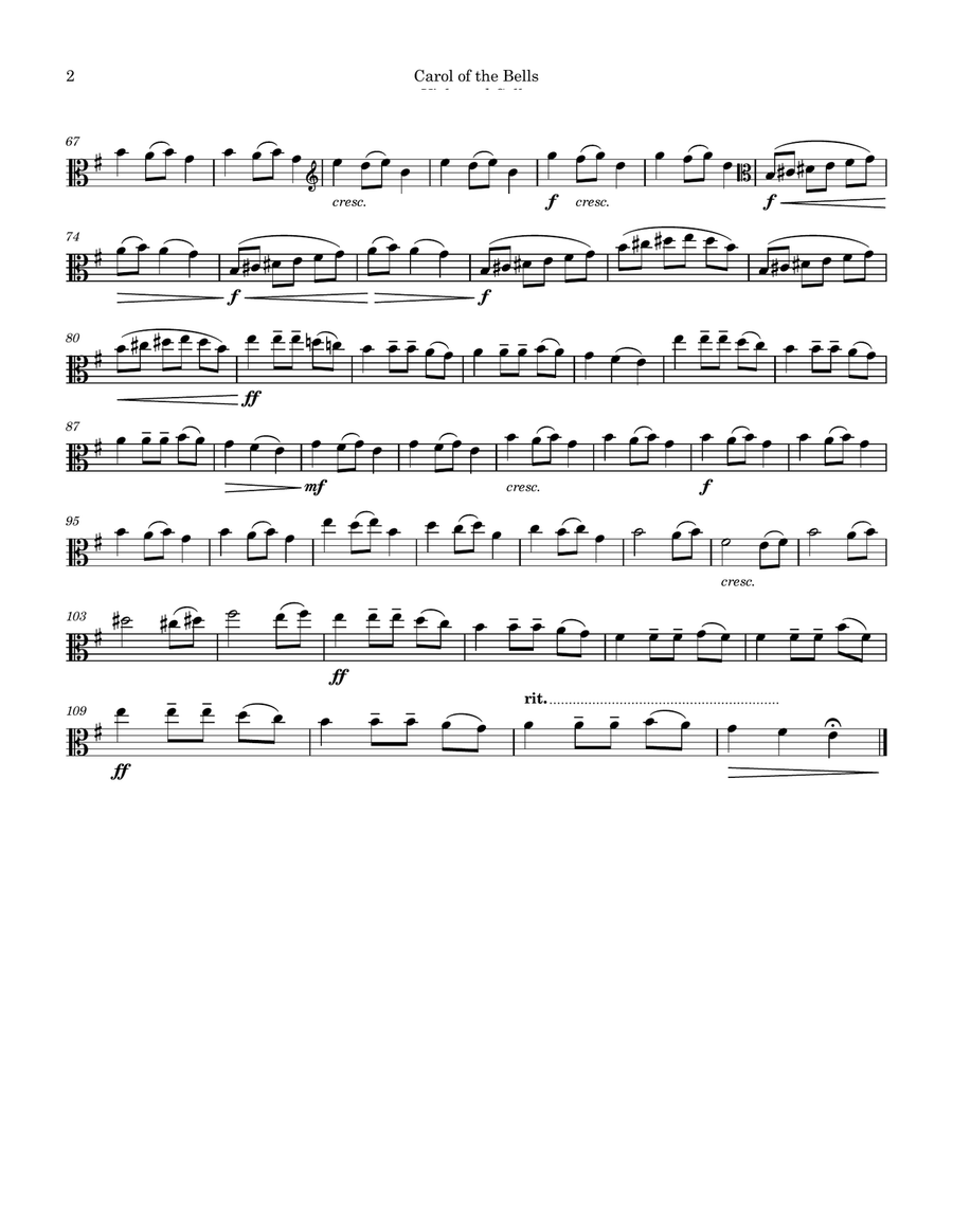 Carol of the Bells Viola and Cello Duet String Duet scores gallery preview page 6