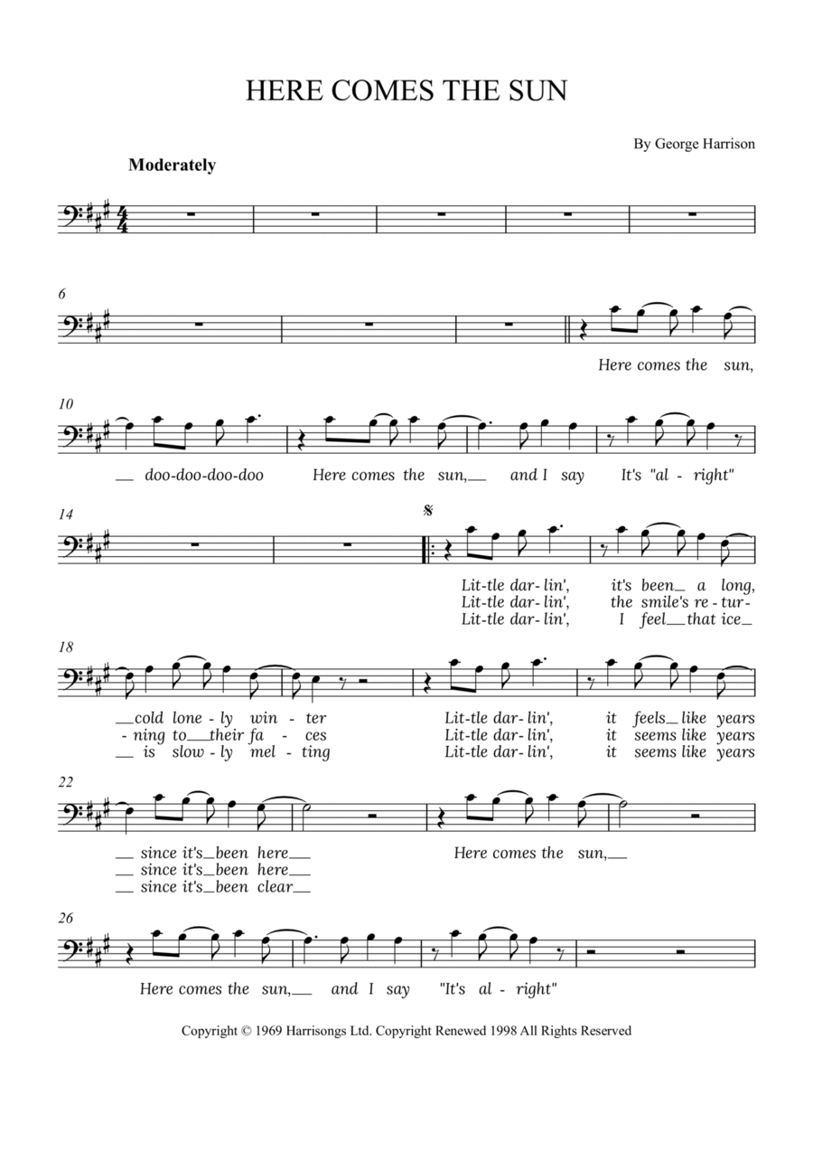 Here Comes The Sun Bassoon Solo scores gallery preview page 1