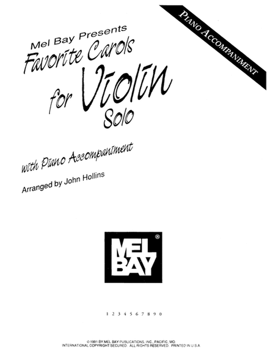 Favorite Carols for Violin Solo-with Piano Accompaniment