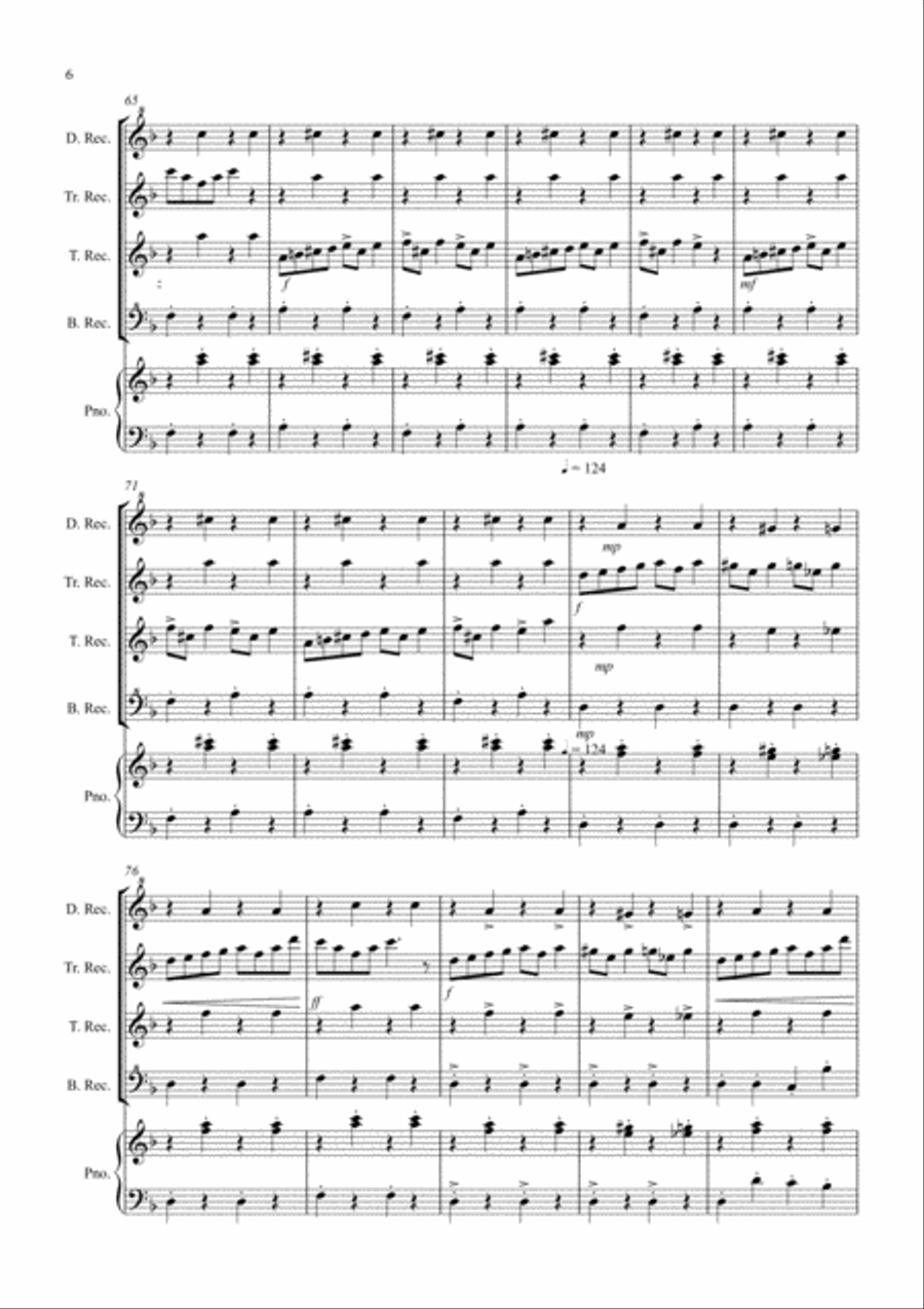 2 Classical Favourites for Recorder Quartet (volume one) Recorder scores gallery preview page 6