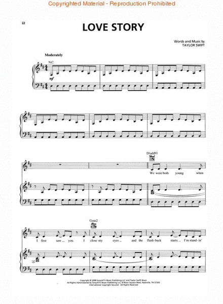 Taylor Swift - Fearless by Taylor Swift Piano, Vocal, Guitar - Sheet Music