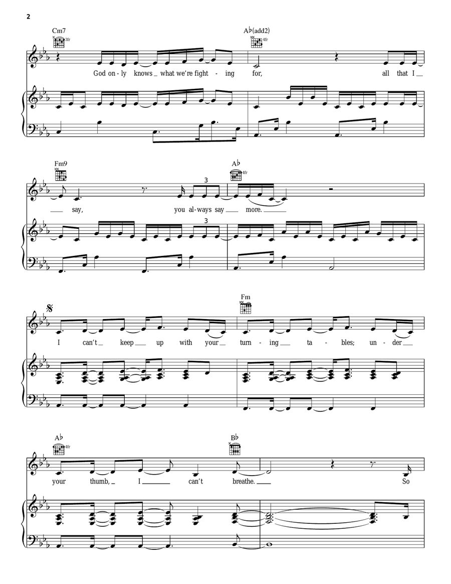 Turning Tables Piano, Vocal, Guitar scores gallery preview page 2