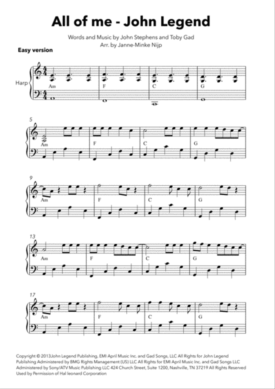 All Of Me All Of Me Harp scores gallery preview page 2