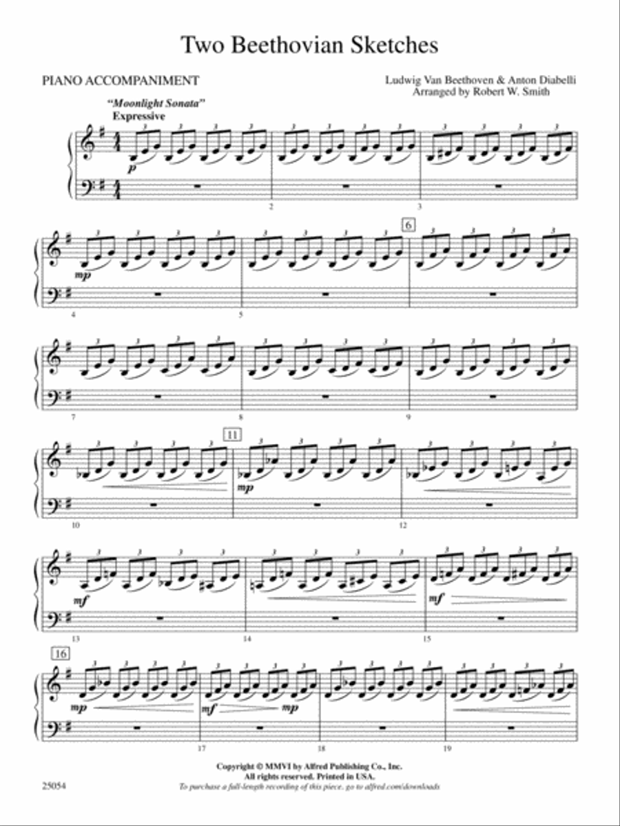 Two Beethovian Sketches: Piano Accompaniment Orchestra scores gallery preview page 1