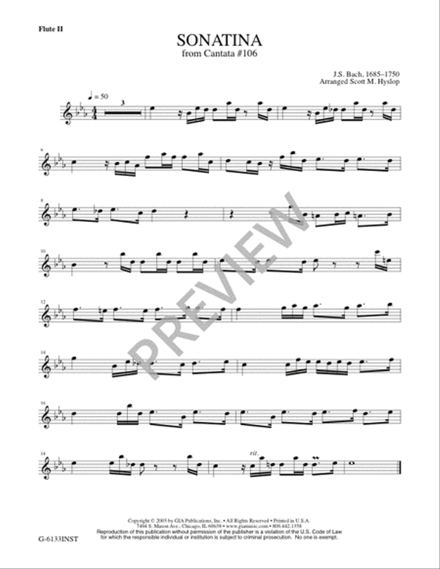 Sonatina from Cantata #106 Flute scores gallery preview page 7