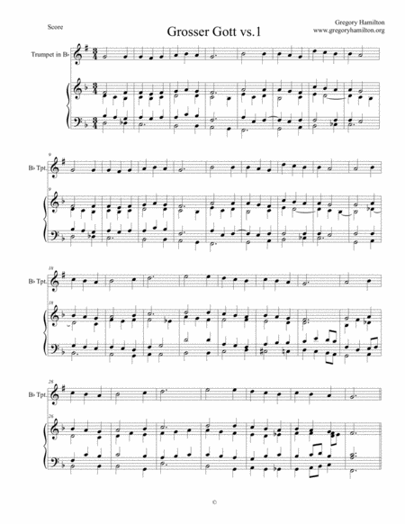 Holy God We Praise your Name - Grosser Gott - Alternate Harmonization for Organ - version 1. with op by Gregory Hamilton Trumpet - Digital Sheet Music