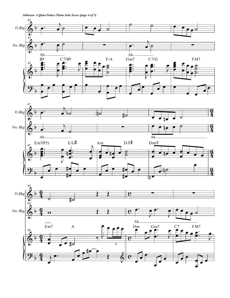 A Quiet Solace Piano Solo Score Unison Choir scores gallery preview page 6