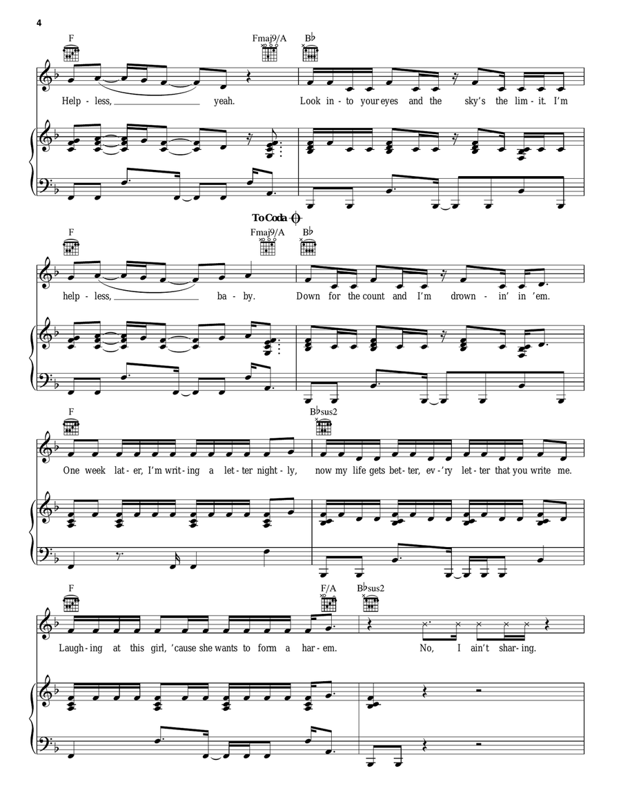 Helpless Piano, Vocal, Guitar scores gallery preview page 4
