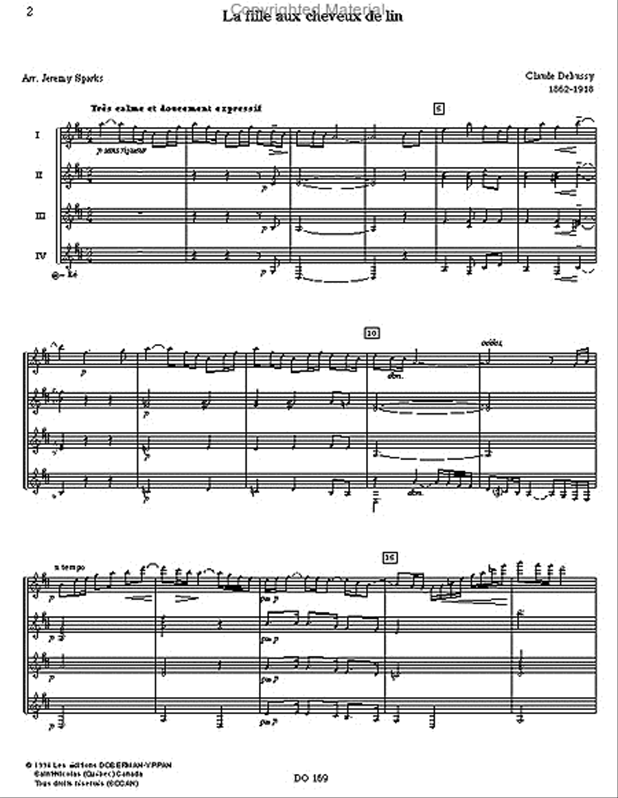 Rêverie & La fille aux cheveux de lin Guitar Ensemble scores gallery preview page 2