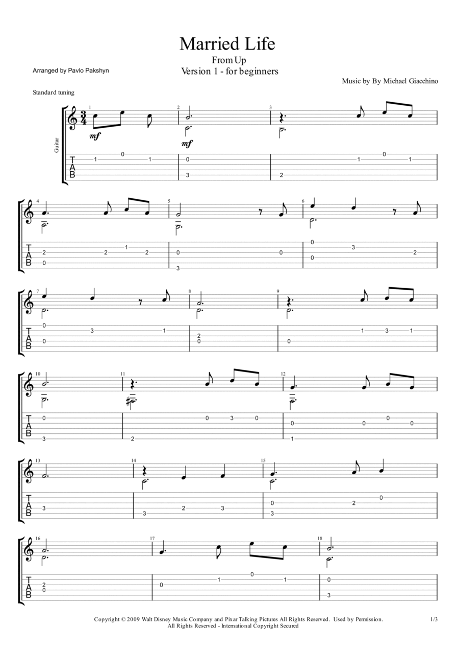 Married Life Married Life Electric Guitar scores gallery preview page 1