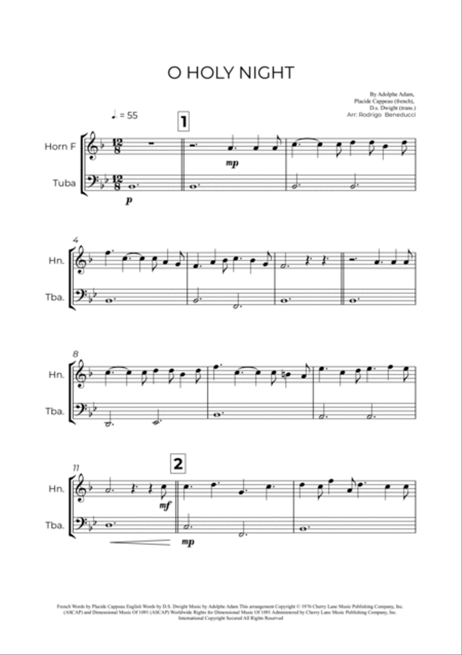 O Holy Night Brass Duet scores gallery preview page 2