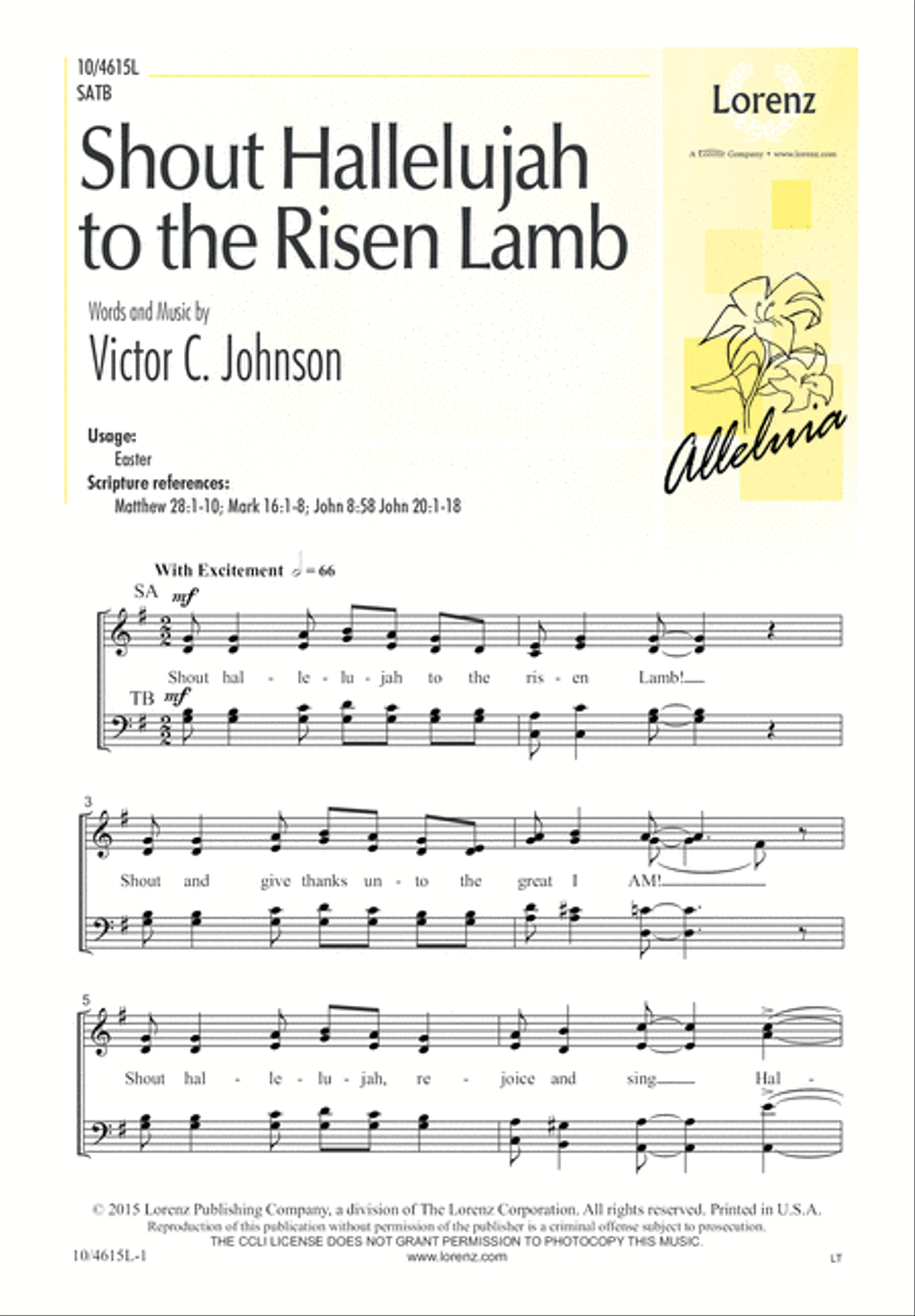 Shout Hallelujah to the Risen Lamb 4-Part scores gallery preview page 1
