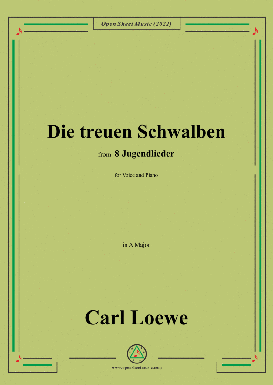 Loewe-Die treuen Schwalben,in A Major,for Voice and Piano Voice Solo scores gallery preview page 1