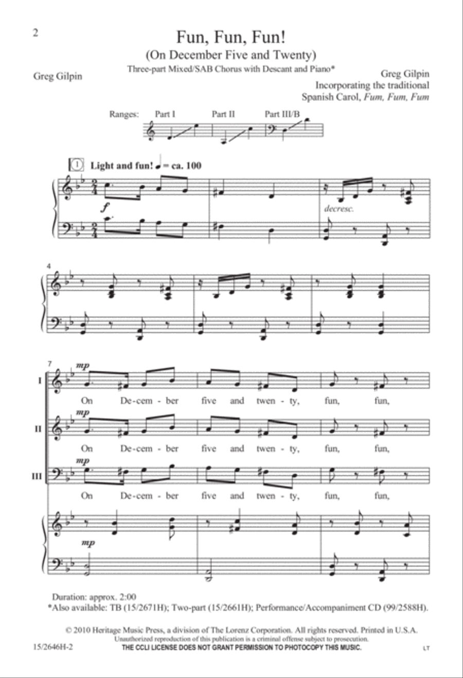 Fun, Fun, Fun! Fun, Fun, Fun! 3-Part scores gallery preview page 3
