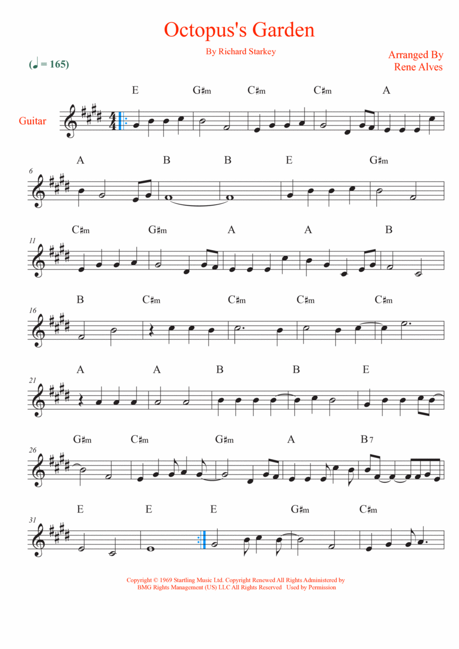 Octopus's Garden Octopus's Garden Electric Guitar scores gallery preview page 1