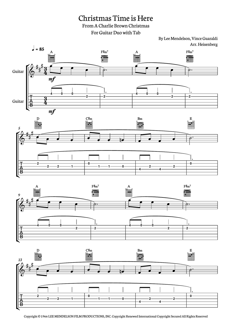 Christmas Time Is Here Guitar Solo scores gallery preview page 1