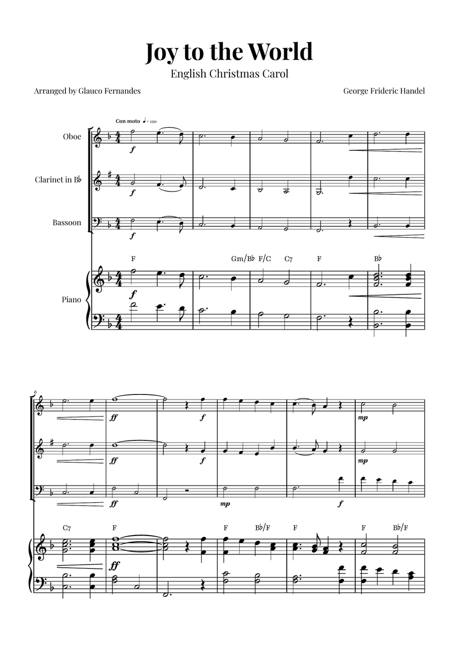 Joy to the World | BEAUTIFUL Trio Woodwind Trio scores gallery preview page 1