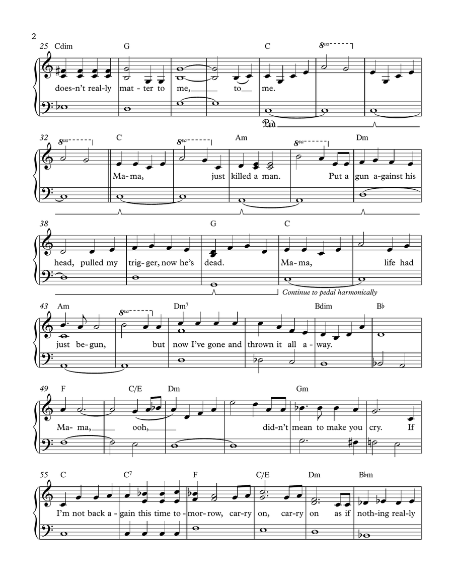 Bohemian Rhapsody Piano, Vocal scores gallery preview page 2