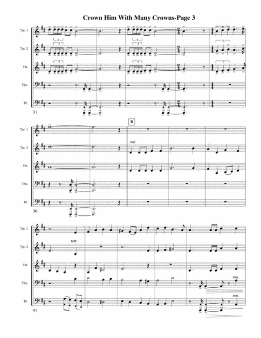 Crown Him With Many Crowns for Brass Quintet Brass Quintet scores gallery preview page 3