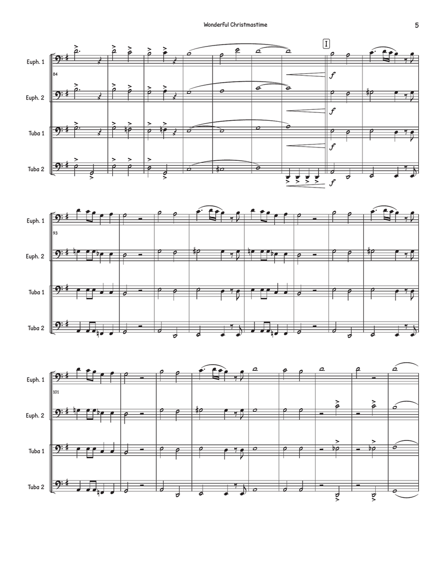 Wonderful Christmastime Brass Quartet scores gallery preview page 5