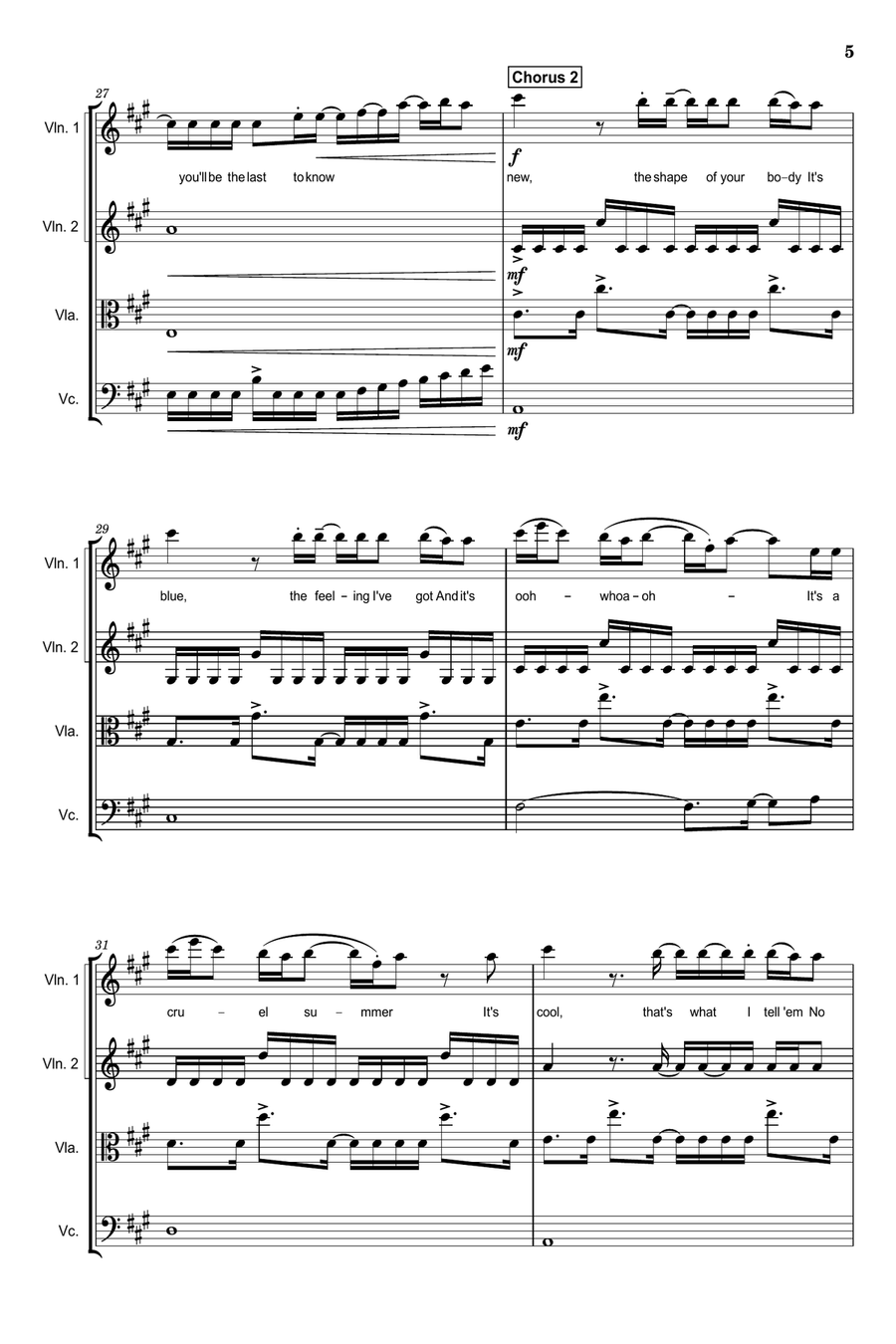 Cruel Summer Cruel Summer String Quartet scores gallery preview page 5