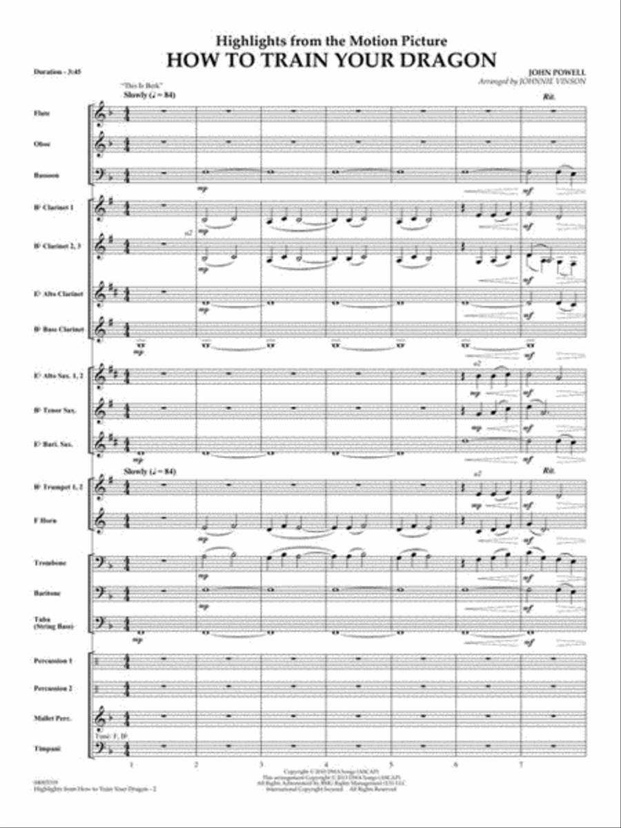 Highlights from How to Train Your Dragon Concert Band scores gallery preview page 4
