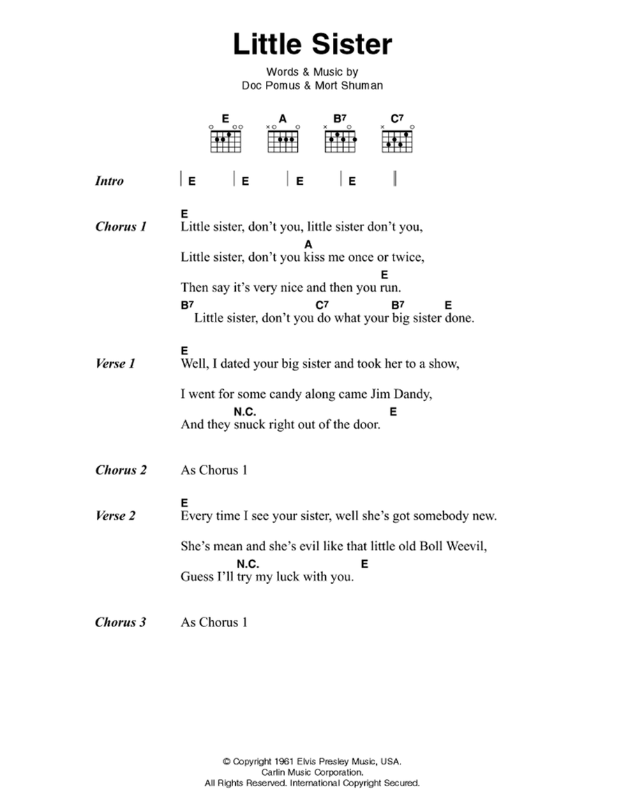 Little Sister Little Sister Guitar scores gallery preview page 1