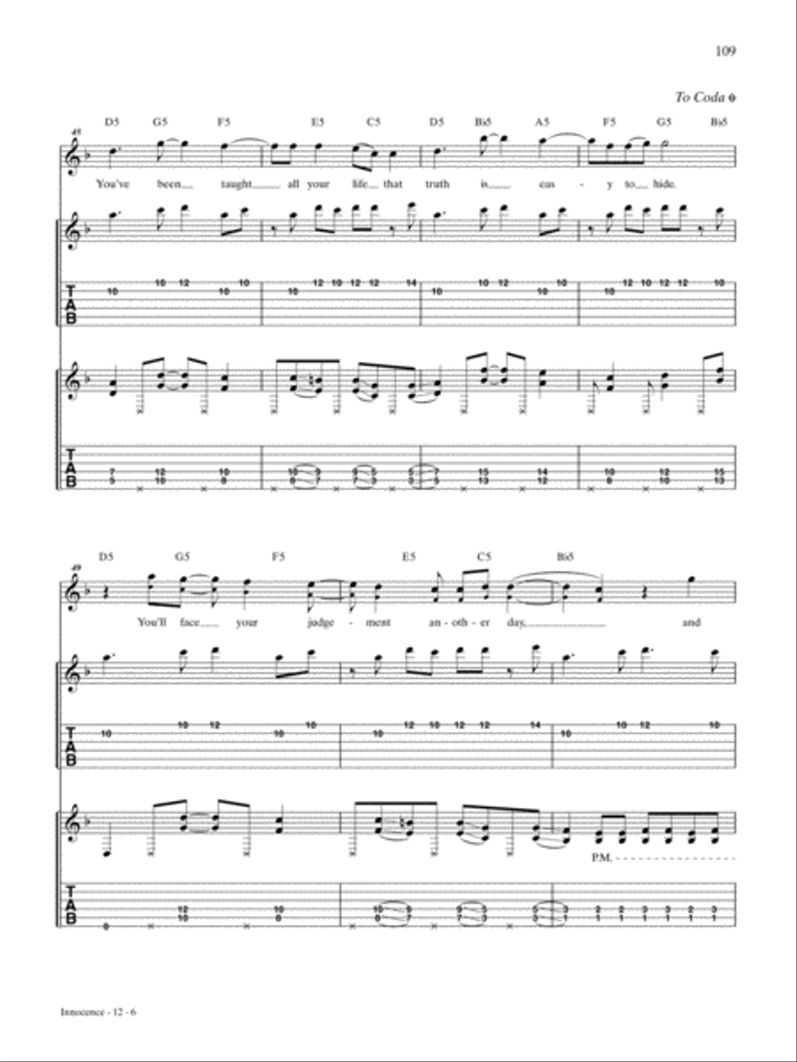 Innocence Guitar Tablature scores gallery preview page 6