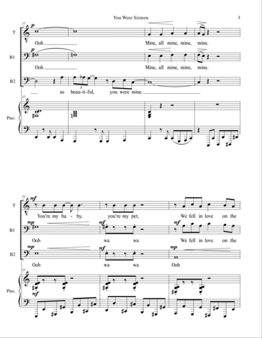 You're Sixteen (you're Beautiful And You're Mine) TTBB scores gallery preview page 3
