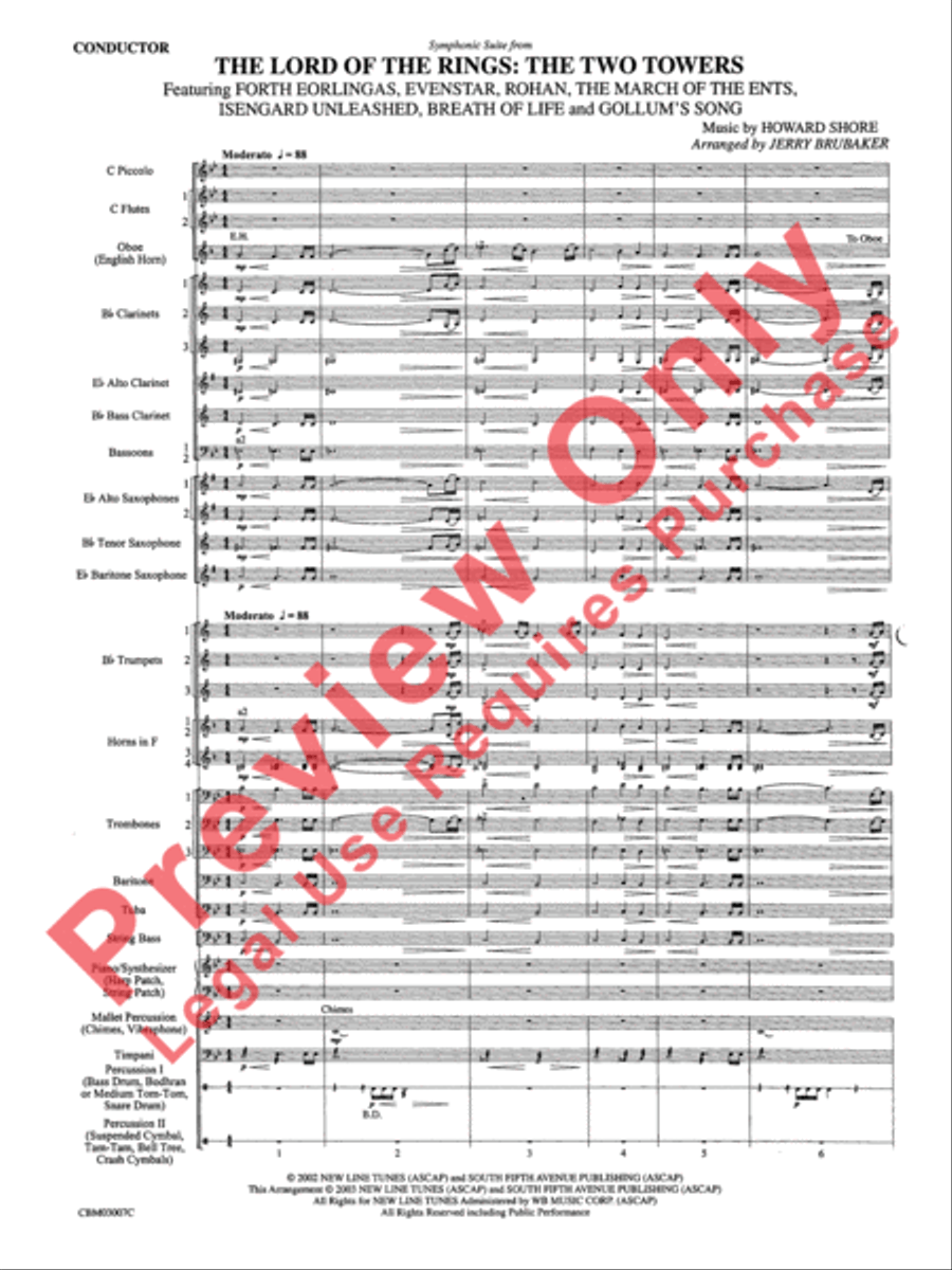 The Lord of the Rings: The Two Towers, Symphonic Suite from Concert Band scores gallery preview page 4