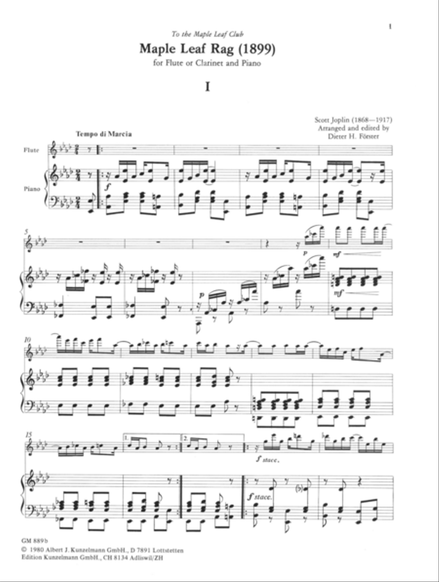 6 ragtimes for flute and piano, Volume 2