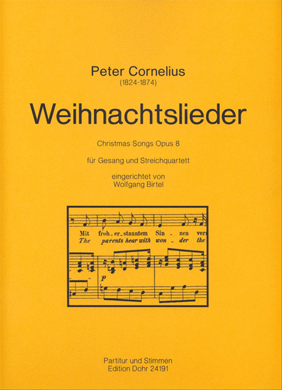 Weihnachtslieder für Gesang und Streichquartett (Kontrabass ad lib.) op. 8 (Liedtexte deutsch/englisch) String Quartet scores gallery preview page 1