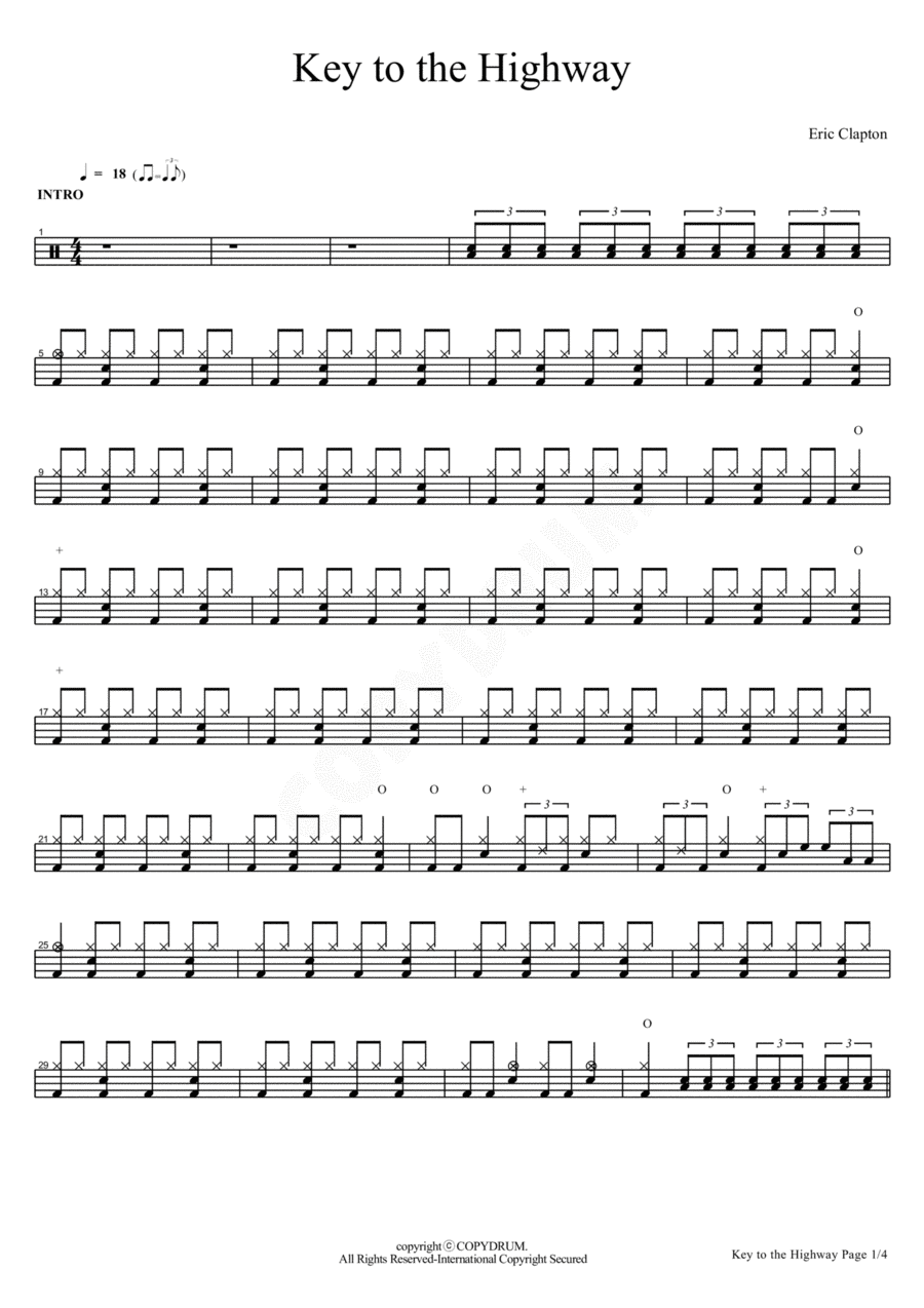Drum set shop sheet music key