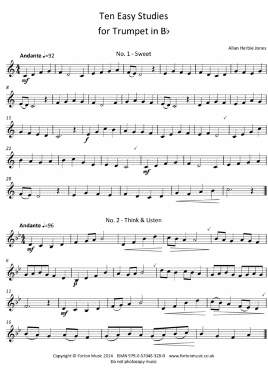 10 Easy Studies for Trumpet Trumpet scores gallery preview page 2