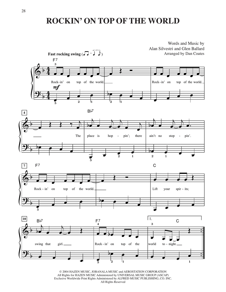 Rockin' On Top Of The World (from The Polar Express) (arr. Dan Coates) Easy Piano scores gallery preview page 1