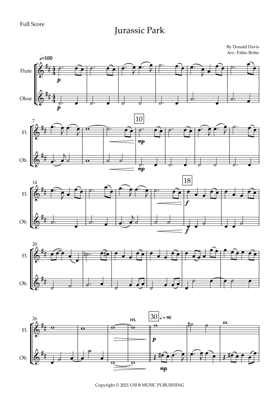 Jurassic Park Iii Jurassic Park Iii Woodwind Duet scores gallery preview page 1