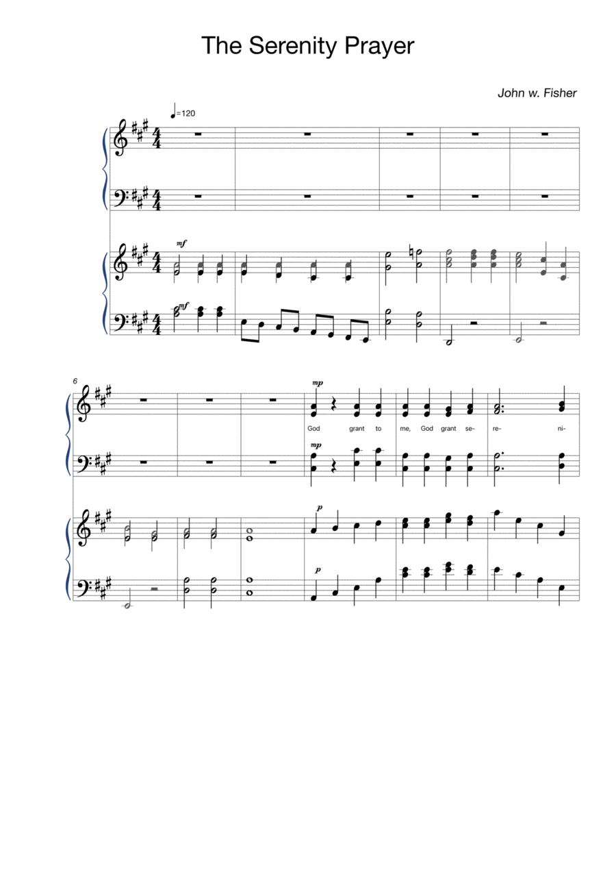 The Serenity Prayer Voice scores gallery preview page 1