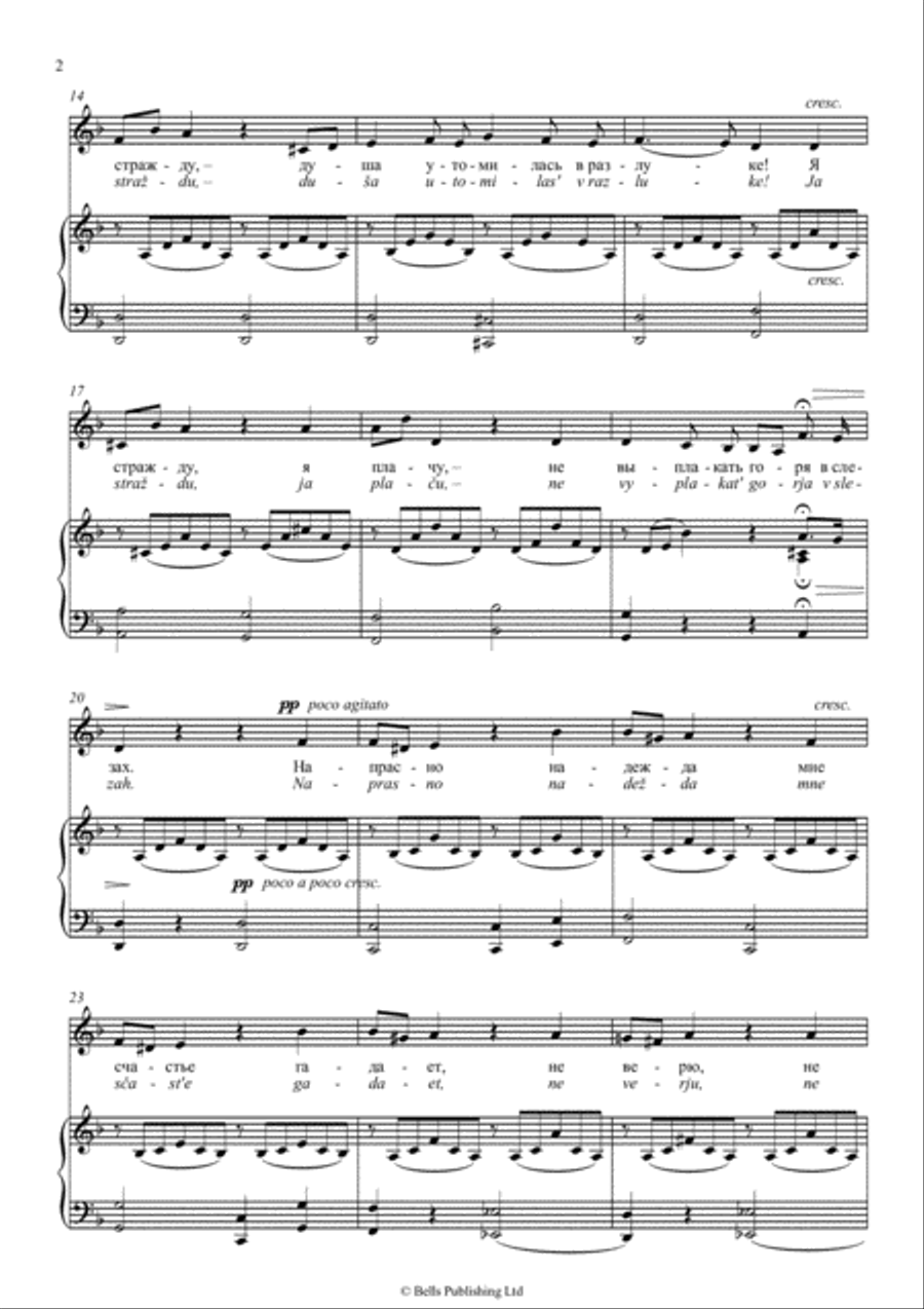 Somnenie (voice and piano) (Original key. D minor) Voice Solo scores gallery preview page 2