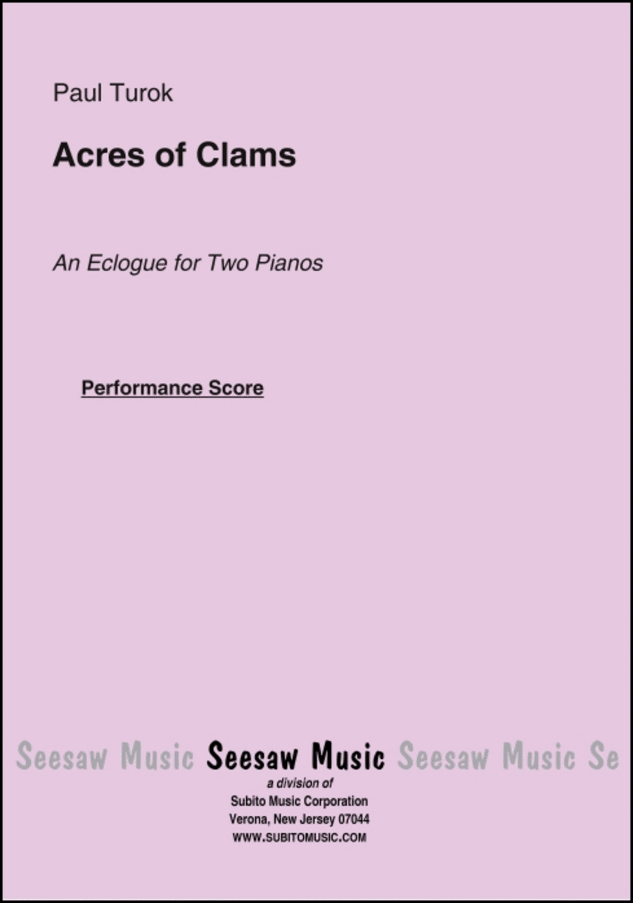 Acres of Clams: An Eclogue 2 Pianos, 4-Hands scores gallery preview page 1