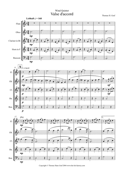 Valse daccord - romantic waltz - Wind Quintet image number null