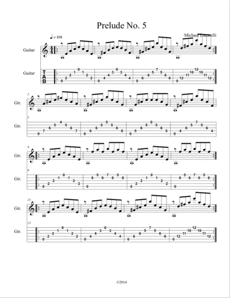Prelude no. 5 Electric Guitar scores gallery preview page 1