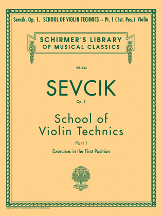 Book cover for School of Violin Technics, Op. 1 – Book 1