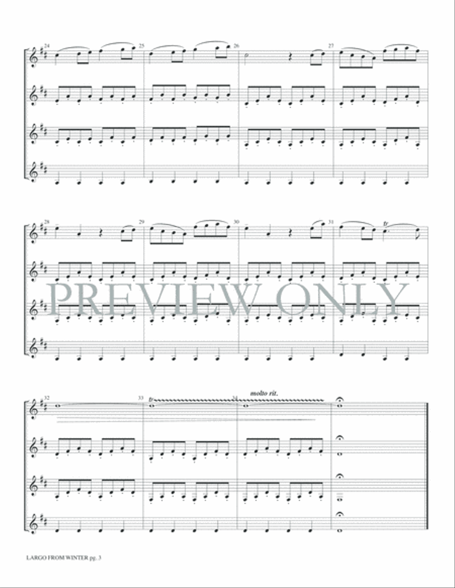 Largo from Winter Clarinet Quartet scores gallery preview page 5