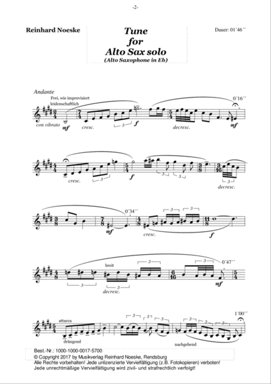 Tune for Alto Sax solo Alto Saxophone scores gallery preview page 4