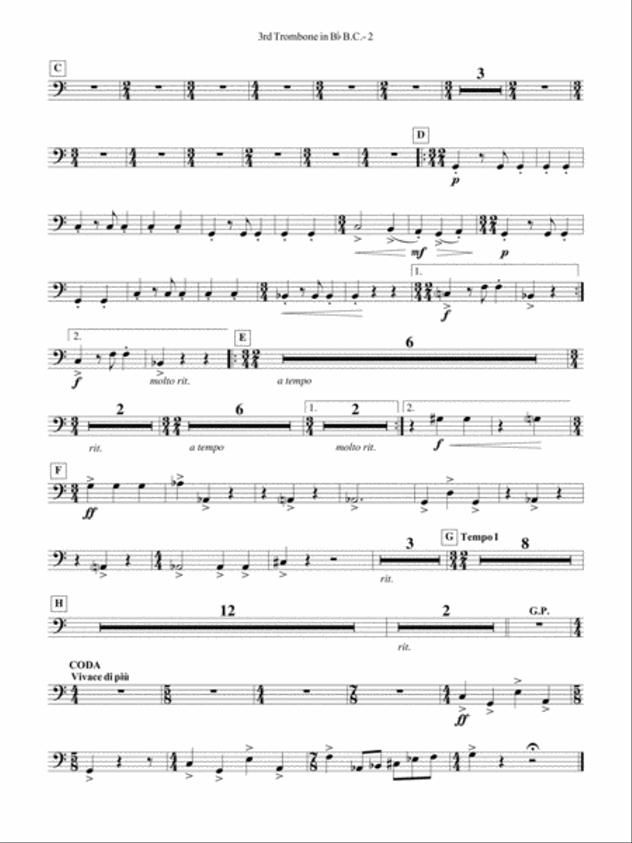 Third Suite (I. March, II. Waltz, III. Rondo): (World Part) 3rd B-flat Trombone B.C. Concert Band scores gallery preview page 2