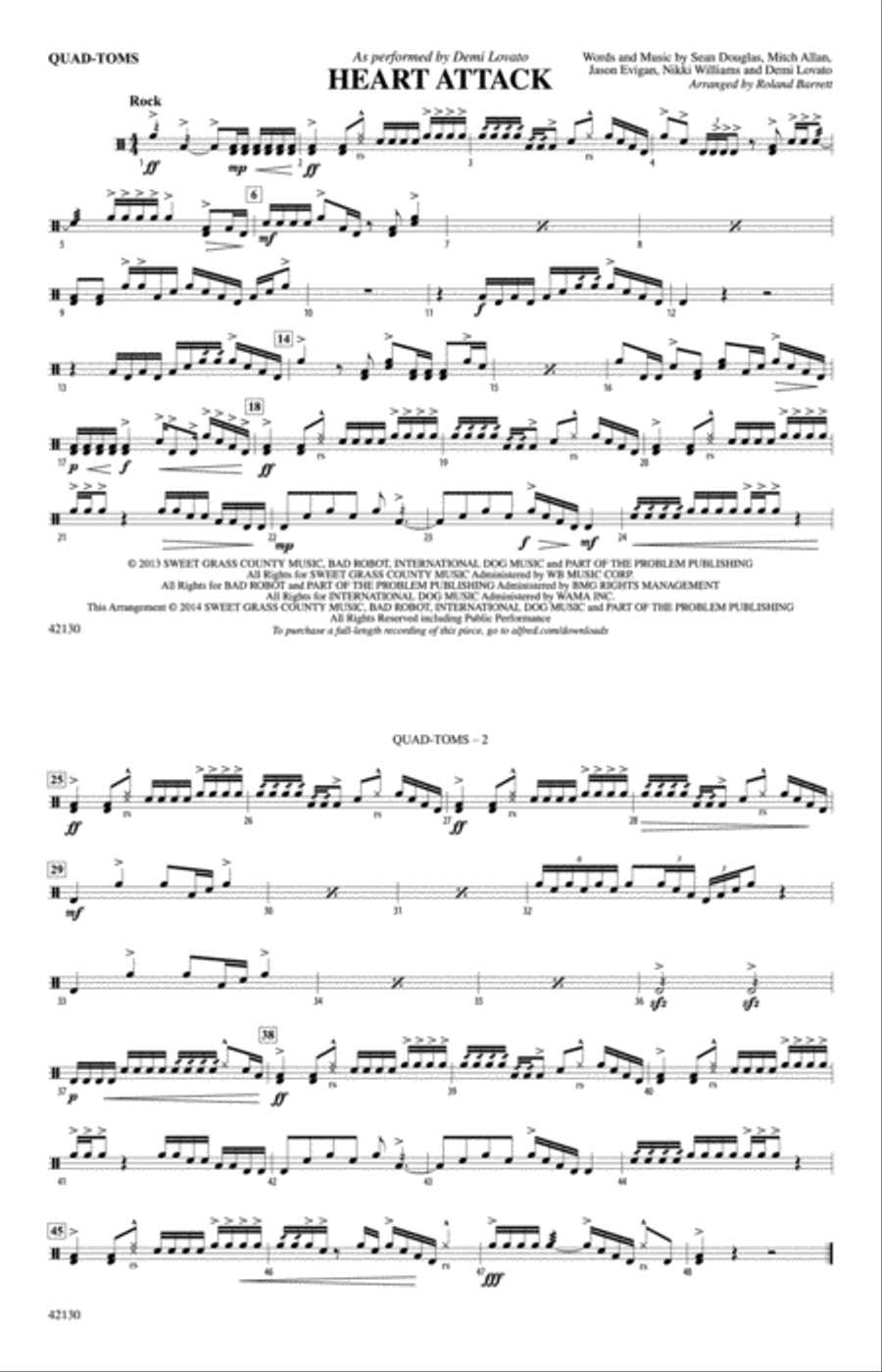 Heart Attack: Quad-Toms Marching Band scores gallery preview page 1