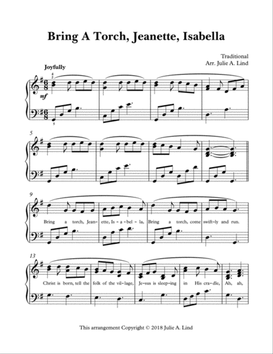 Bring A Torch Jeanette Isabella Piano Solo scores gallery preview page 1