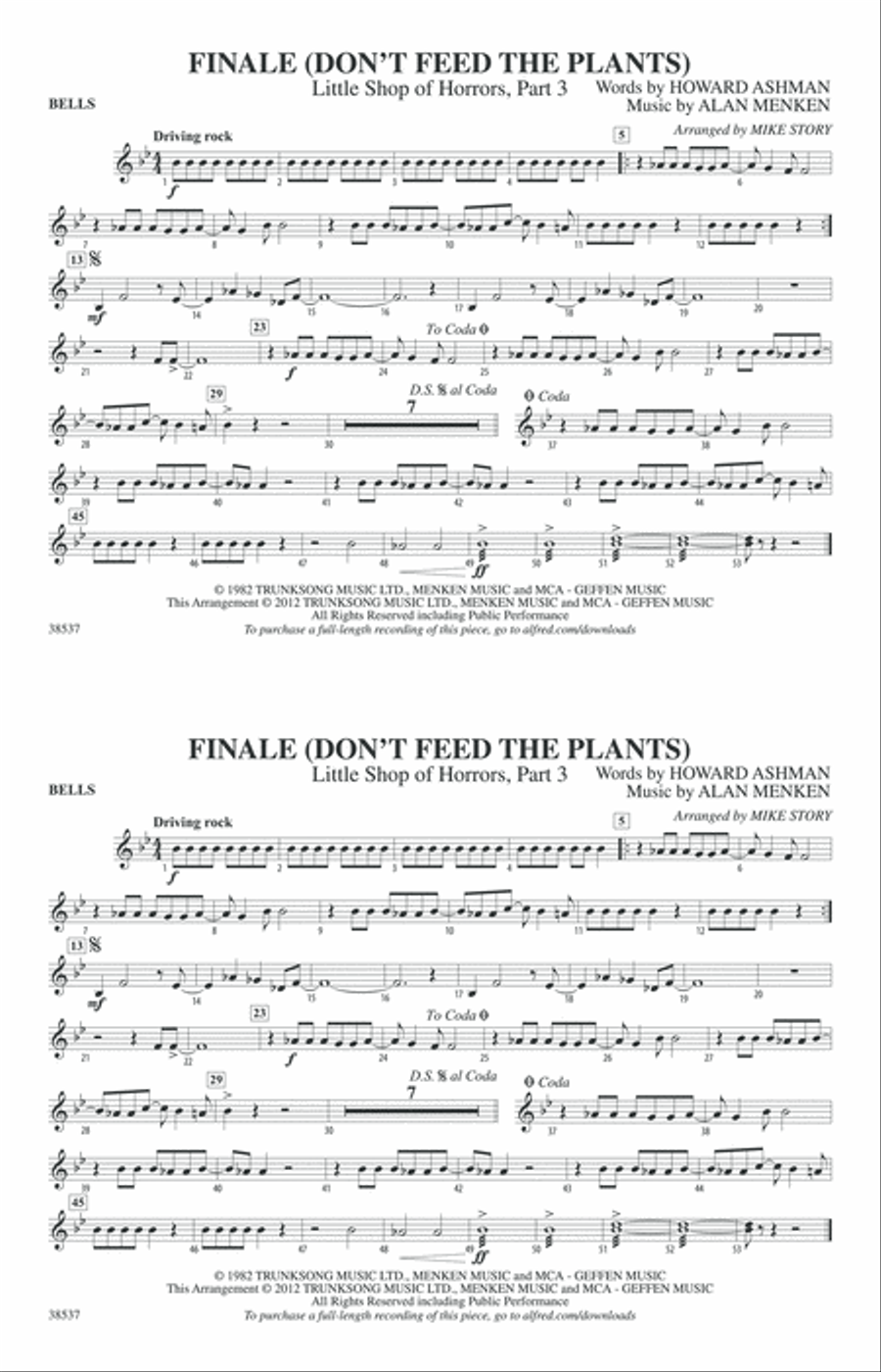 Finale (Don't Feed the Plants): Bells Marching Band scores gallery preview page 1