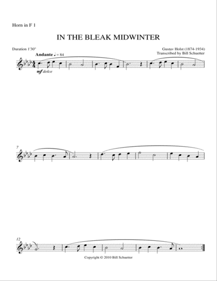 In the Bleak Midwinter Horn scores gallery preview page 2