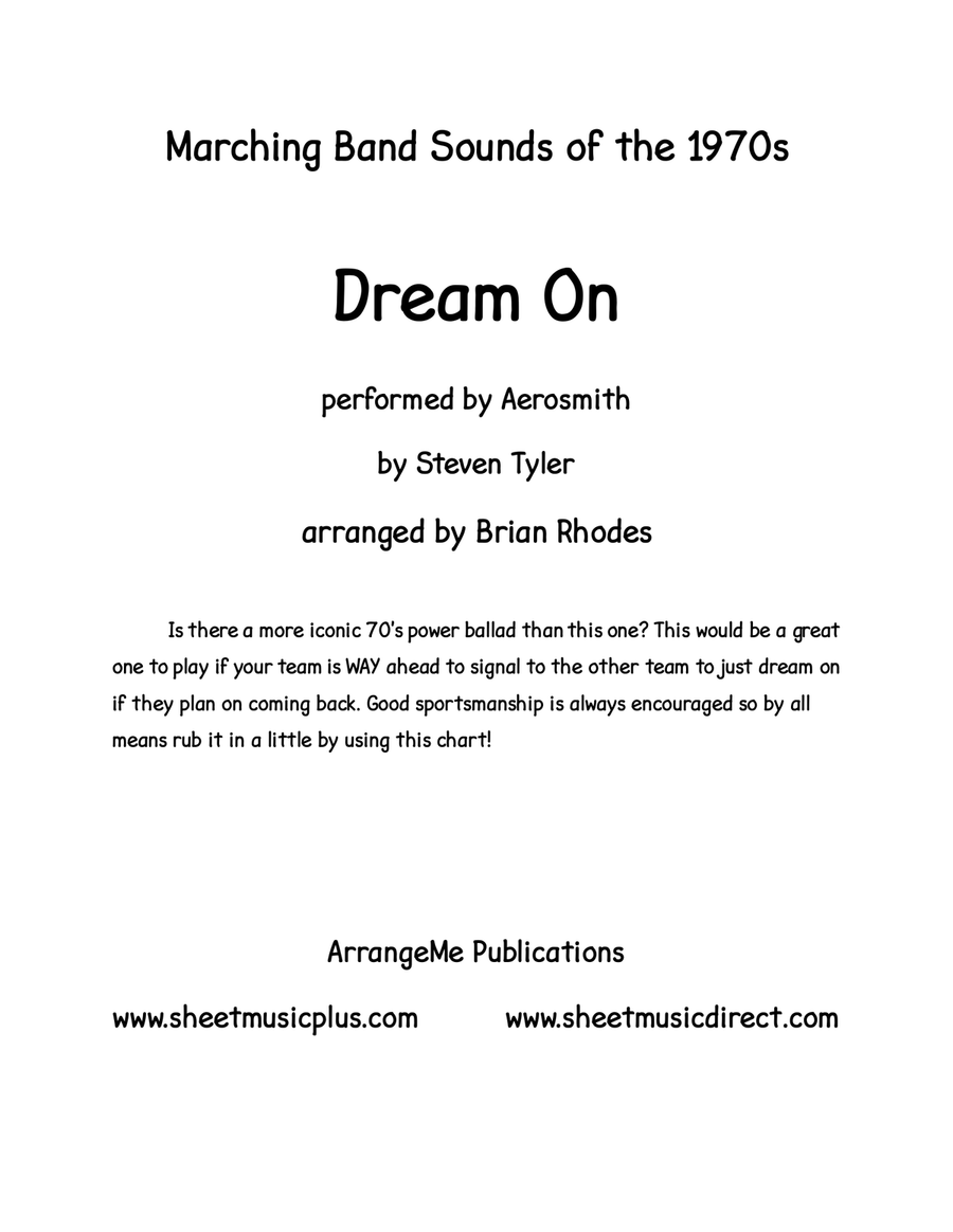 Dream On Marching Band scores gallery preview page 1
